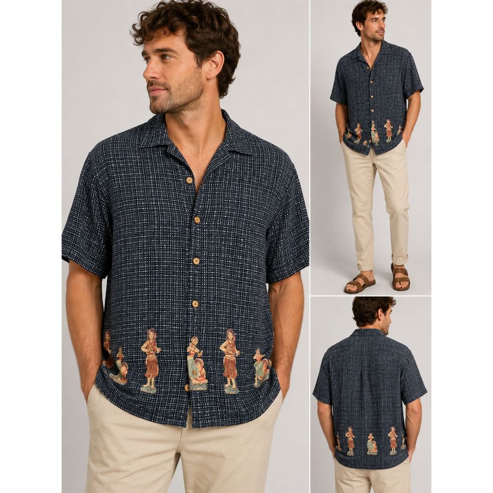 Colo Wear America Hawaiian Classics Men’s L Hula Dancer  Camp Shirt